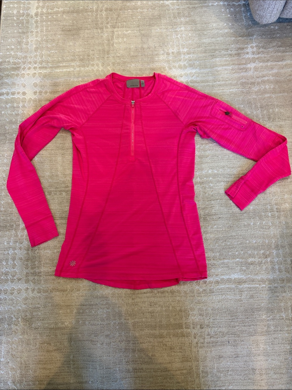 Athleta Hot Pink Zip-Front Athletic Top